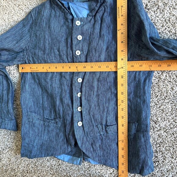 CP Shades Women's Sz Extra Small Blue 100% Linen Button-Up Jacket - Picture 8 of 9